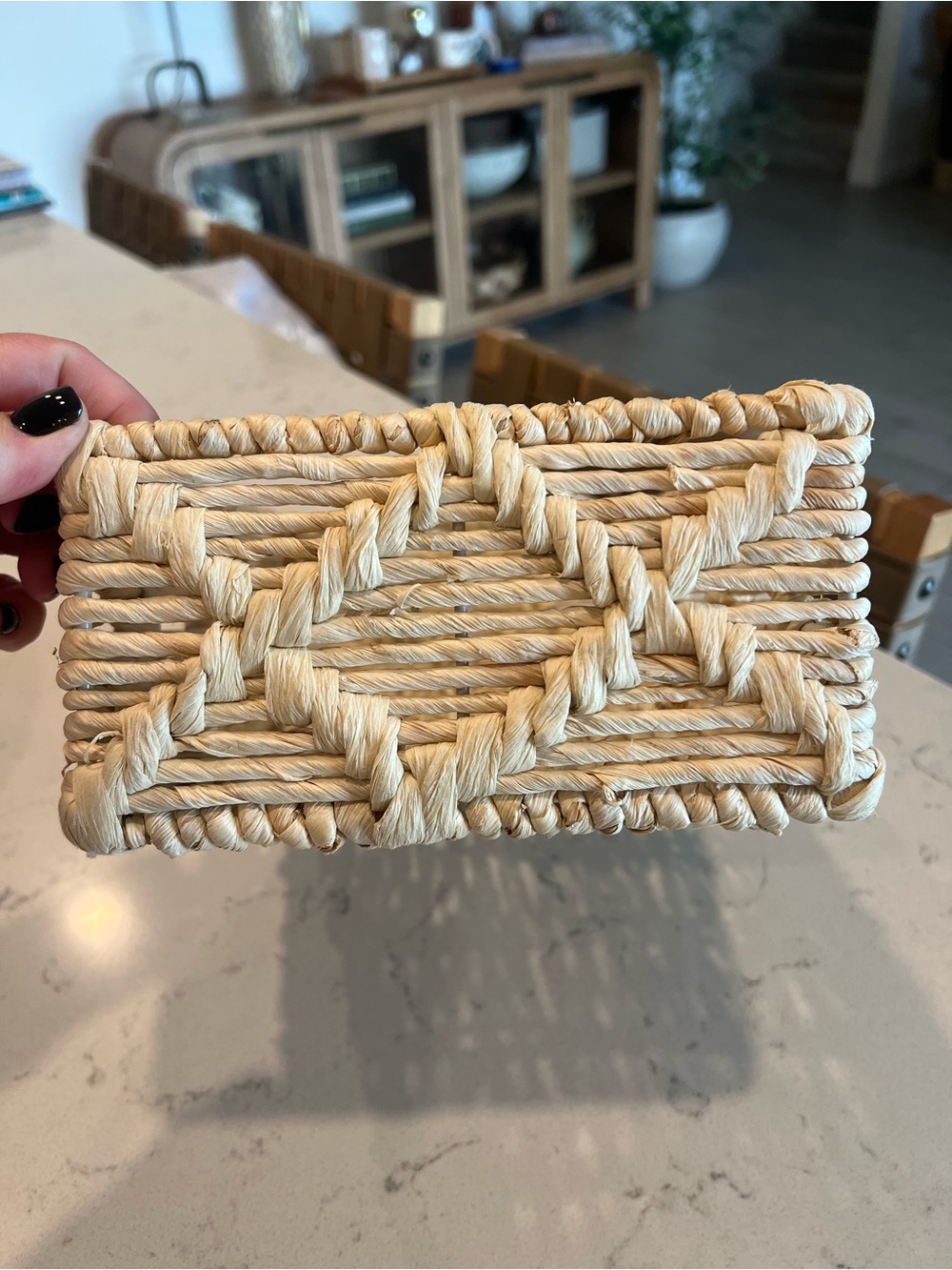 Small Woven Rectangular Storage Basket - Light Natural Color - Picture 2 of 6